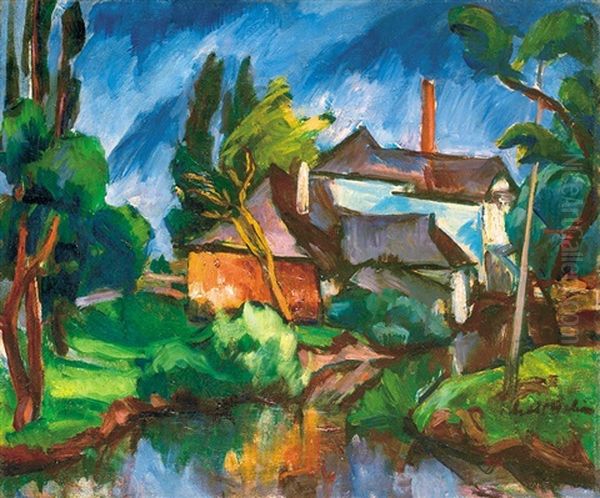 Landscape Oil Painting by Vilmos Perlrott-Csaba