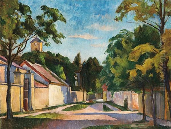 View Of Szentendre Oil Painting by Vilmos Perlrott-Csaba