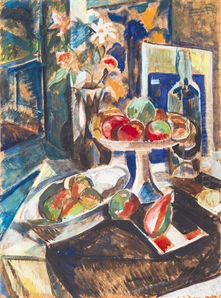 Still-life On The Table Oil Painting by Vilmos Perlrott-Csaba
