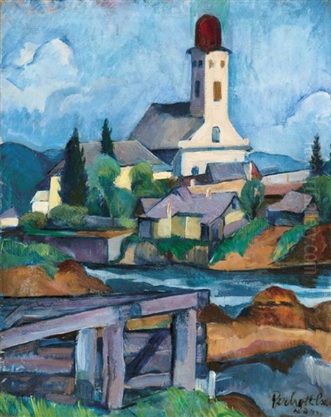 Baia Mare Oil Painting by Vilmos Perlrott-Csaba