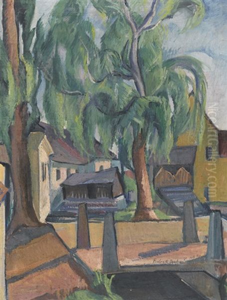 Sommerliche Ansicht Von Nagybanya Oil Painting by Vilmos Perlrott-Csaba