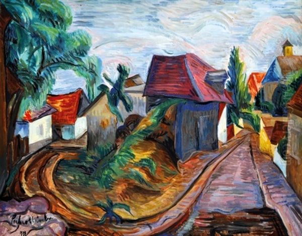 Szentendre Oil Painting by Vilmos Perlrott-Csaba