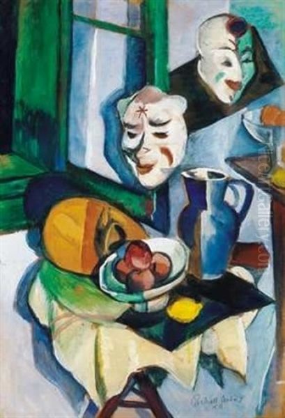 Nagybanyai Mutermi Csendelet (nagybanya Studio Still Life) Oil Painting by Vilmos Perlrott-Csaba