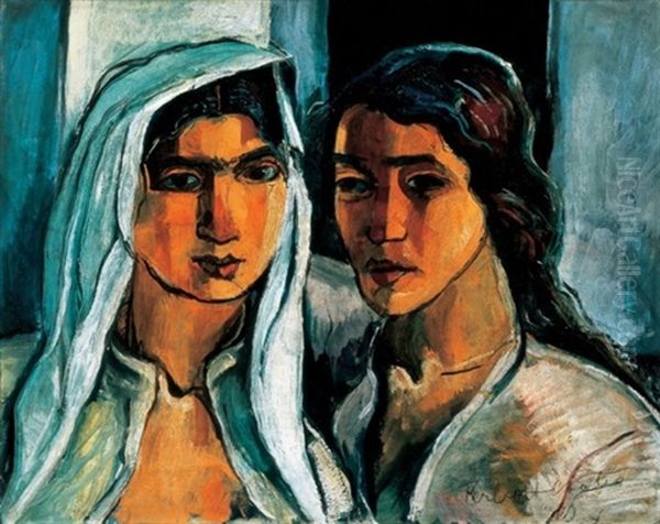 Modellek (models) Oil Painting by Vilmos Perlrott-Csaba