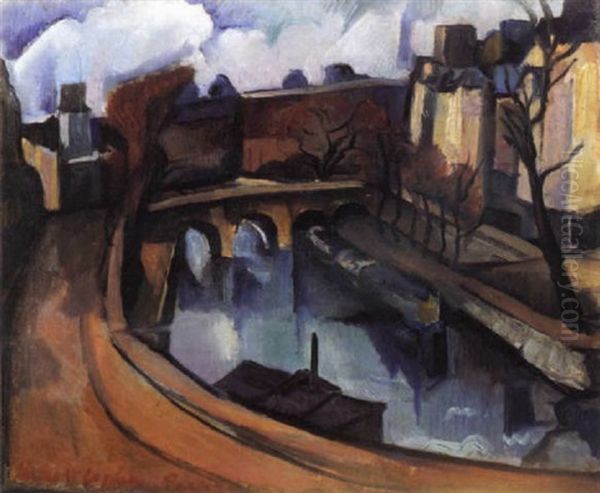 Paris, Les Quais De Seine Oil Painting by Vilmos Perlrott-Csaba