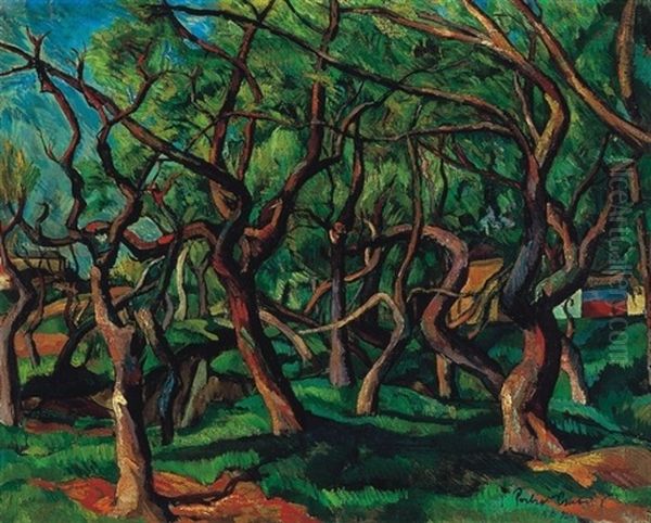 Nagybanyai Reszlet Oil Painting by Vilmos Perlrott-Csaba