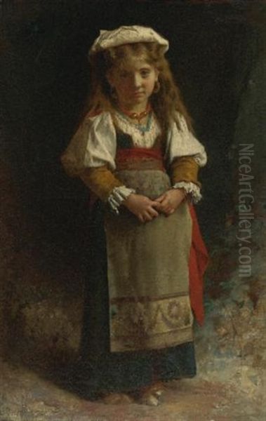 Portrait Of A Young Girl Oil Painting by Leon Jean Basile Perrault