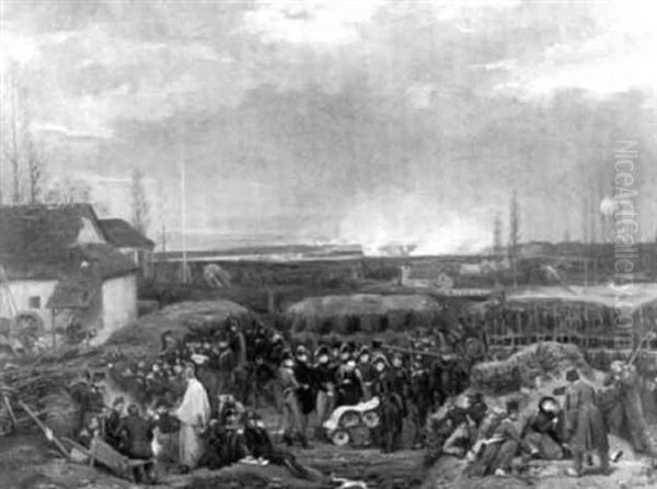 Attaque De La Citadelle D'anvers En Decembre 1832 Oil Painting by Leon Jean Basile Perrault