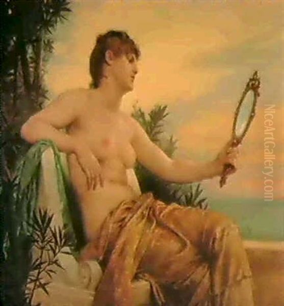 The Mirror Oil Painting by Leon Jean Basile Perrault