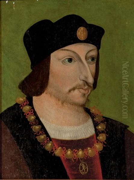 Portrait De Charles Viii Oil Painting by Jean (Jean de Paris) Perreal