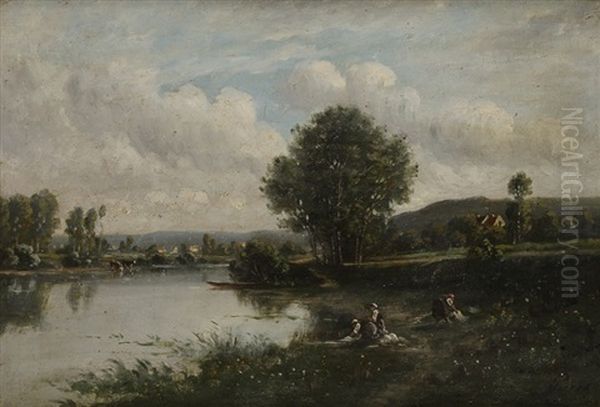 Paysages Lacustres (2 Works) Oil Painting by Aime Perret