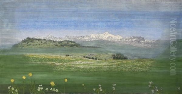 Vue Du Mont-blanc (view Of Mont-blanc) Oil Painting by Alexandre Perrier