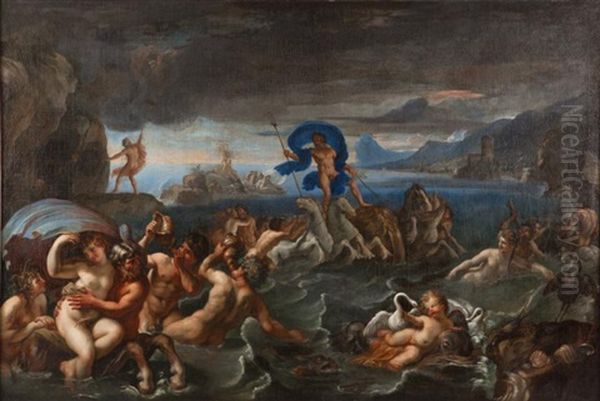 Le Triomphe De Neptune Oil Painting by Francois Perrier Le Bourguignon