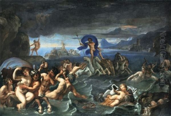 Le Triomphe De Neptune Oil Painting by Francois Perrier Le Bourguignon