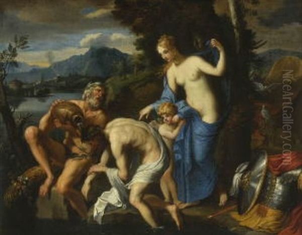 Die Apotheose Des Aeneas (ovid, Metamorphosen Xiv, 597 Ff.) Oil Painting by Francois Perrier Le Bourguignon