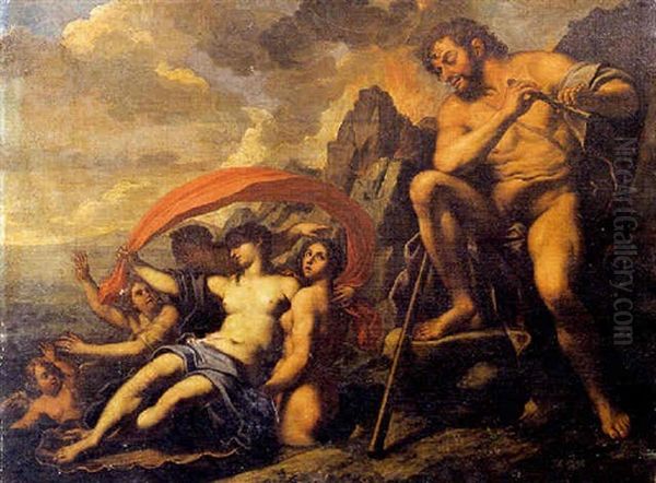 Galatee Et Polyphene Oil Painting by Francois Perrier Le Bourguignon