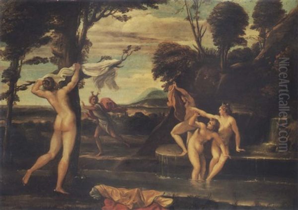 Diana And Actaeon Oil Painting by Francois Perrier Le Bourguignon