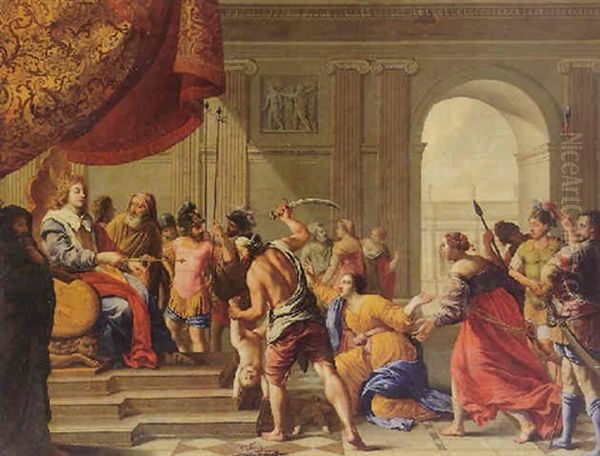 The Judgement Of Solomon Oil Painting by Francois Perrier Le Bourguignon