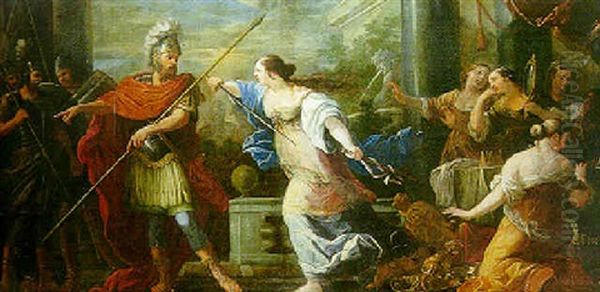 Achille Parmi Les Filles De Lychomede Oil Painting by Francois Perrier Le Bourguignon