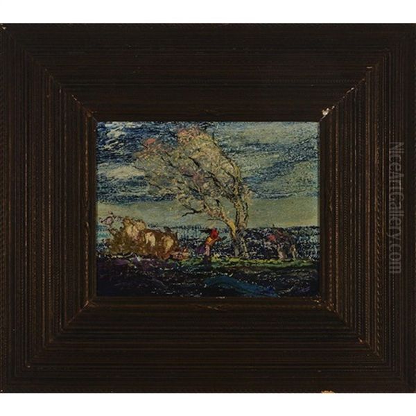 Windblown Landscape Oil Painting by Van Dearing Perrine