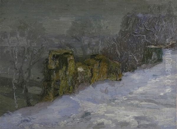 Untitled - Winter's Pass Oil Painting by Van Dearing Perrine