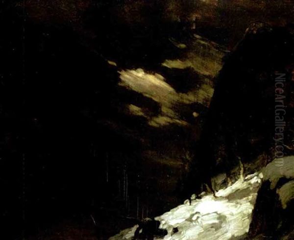 Getting Firewood Oil Painting by Van Dearing Perrine