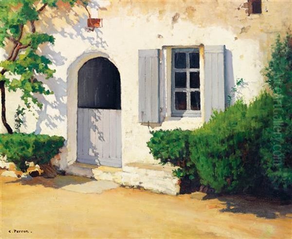 Maison Aux Volets Bleus Oil Painting by Charles Clement Perron
