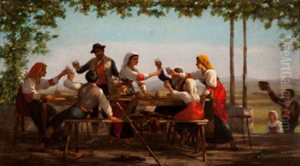 Country Festival Oil Painting by Enoch Wood Perry