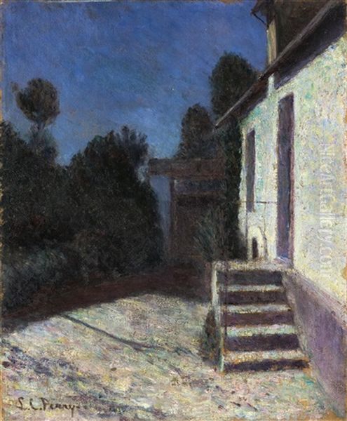 A Home Under Moonlight Oil Painting by Lilla Calbot Perry