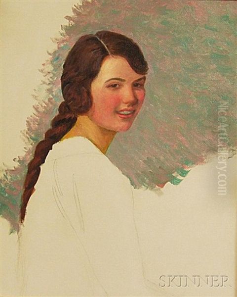 Study Of A Girl With Braid Oil Painting by Lilla Calbot Perry