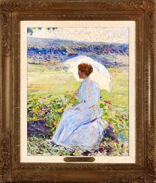Lady With A White Parasol Oil Painting by Lilla Calbot Perry