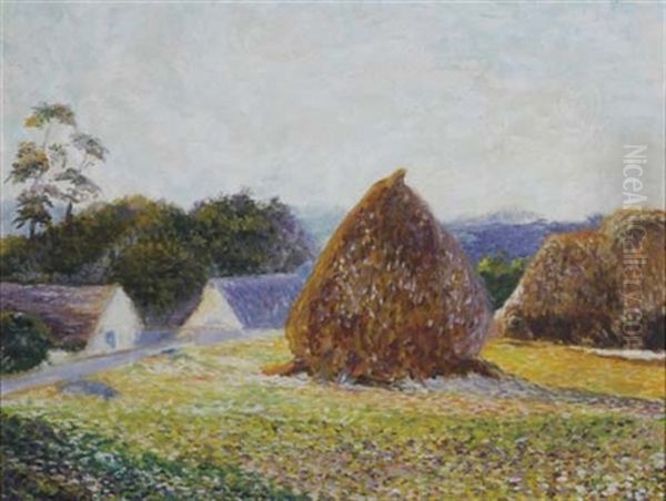Haystacks, Giverny Oil Painting by Lilla Calbot Perry