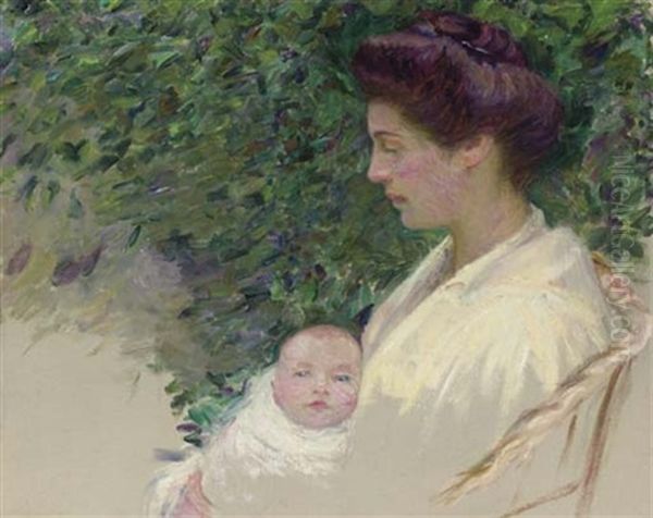 Mother And Baby - Alice Grew And Anita Oil Painting by Lilla Calbot Perry