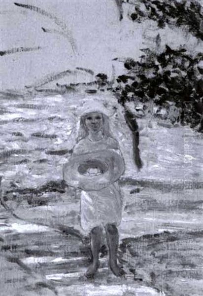 Study Of A Child In A Blue Dress Oil Painting by Lilla Calbot Perry