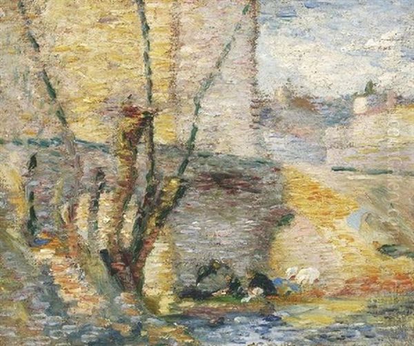 Wascherinnen Am Flusufer. Fruhlingsstimmung Oil Painting by Lilla Calbot Perry