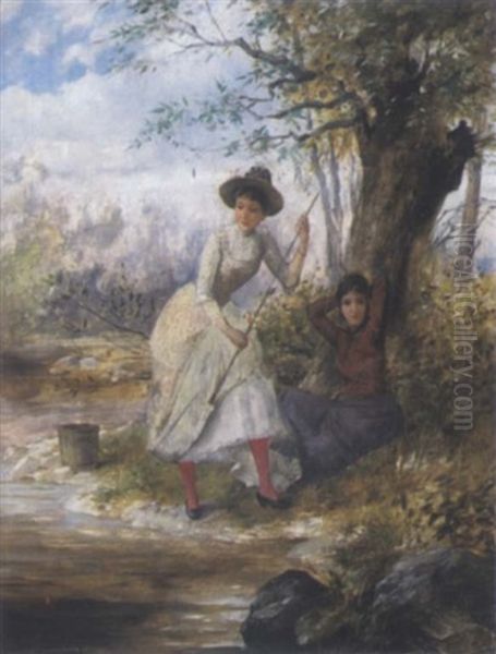 Frohliche Anglerinnen Oil Painting by Franz Von Persoglia