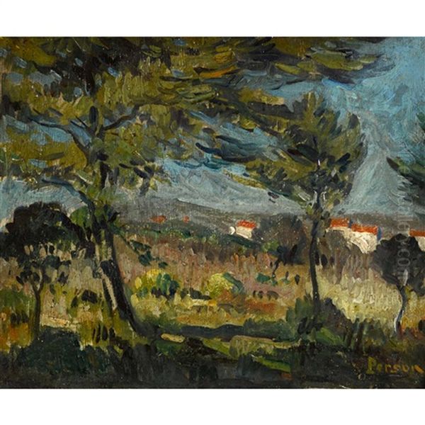 Au Dessus De Grimaud Oil Painting by Henri Person