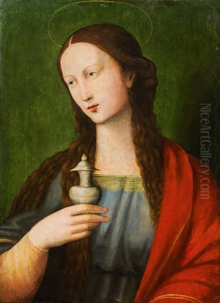 Saint Mary Magdalene Holding An Ointment Vessel Oil Painting by Pietro Vannucci Perugino