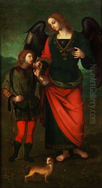 Tobias Und Der Engel Oil Painting by Pietro Vannucci Perugino