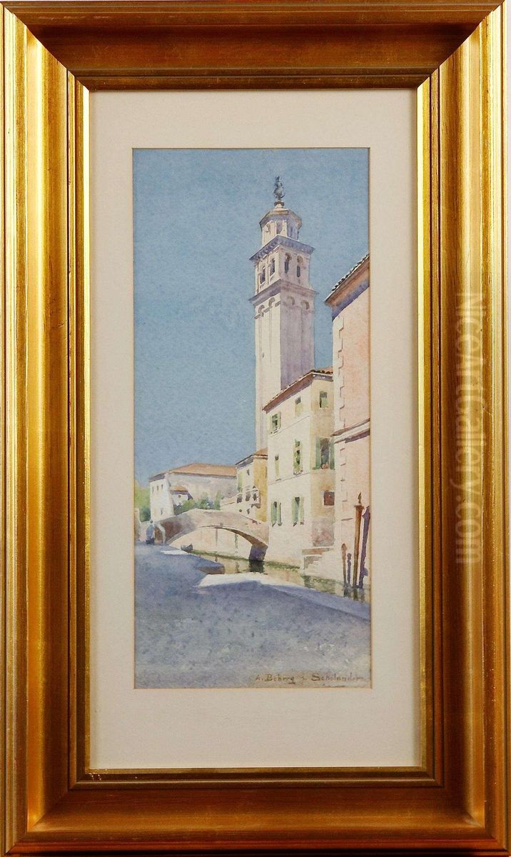 Sydlandska Byggnader Vid Kanal Enligt Etikett San Georgio Dei Greci Oil Painting by Anna Katarina Boberg