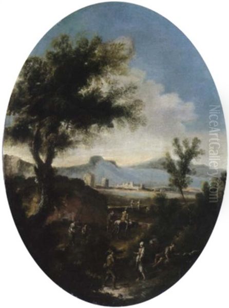 Voralpenlandschaft Mit Landleuten Oil Painting by Antonio Francesco Peruzzini