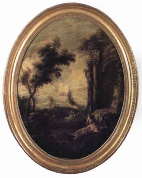 Paysage Aux Ruines Antiques Oil Painting by Antonio Francesco Peruzzini