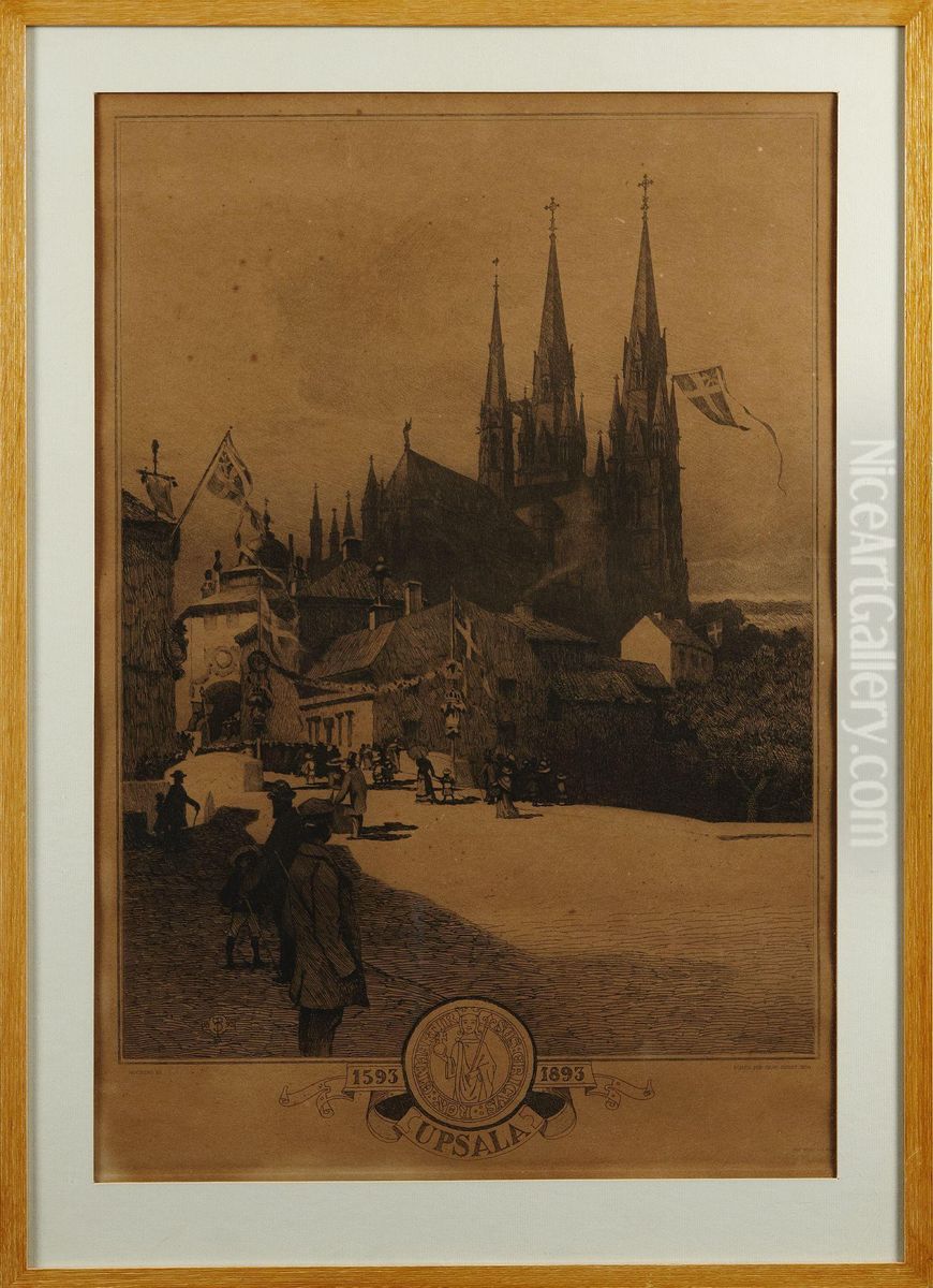 UpsalaDomkyrka Oil Painting by Ferdinand Boberg