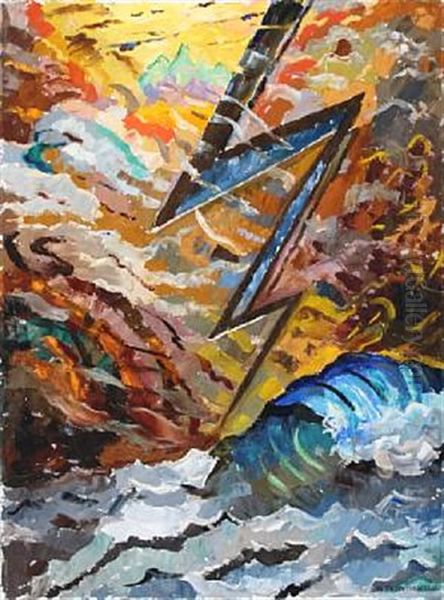 Composition Wih Lightning (debussy) Oil Painting by Matthias M. Peschcke-Koedt