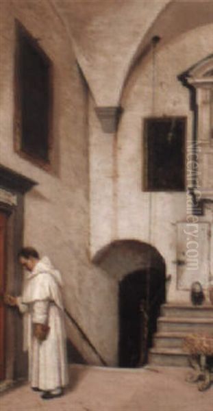 Priest Entering His Office Oil Painting by Domenico Pesenti