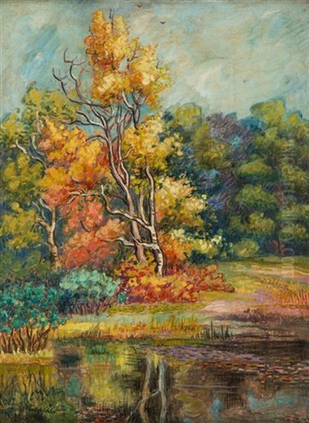 By The Lake Oil Painting by Jean Misceslas Peske