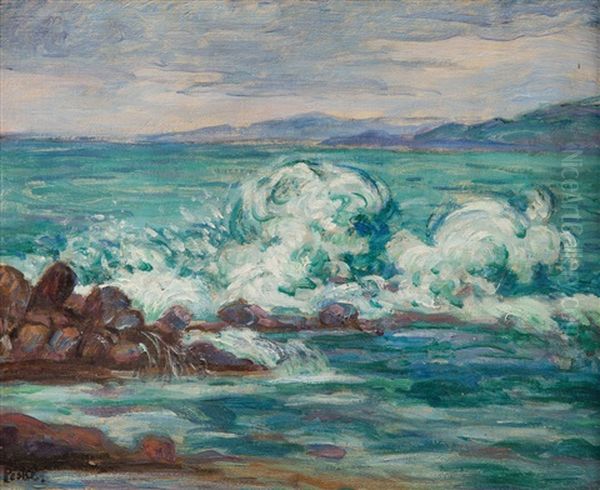 Rough Sea Oil Painting by Jean Misceslas Peske