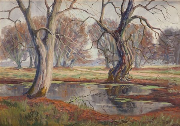 Landscape With Trees Oil Painting by Jean Misceslas Peske