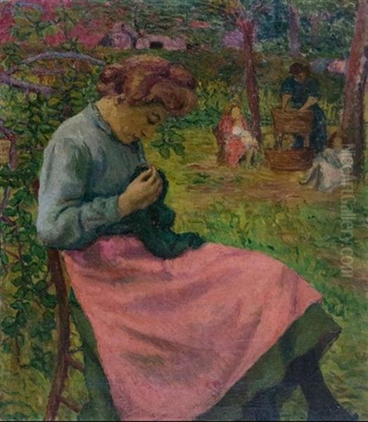 Posing For The Artist Oil Painting by Jean Misceslas Peske