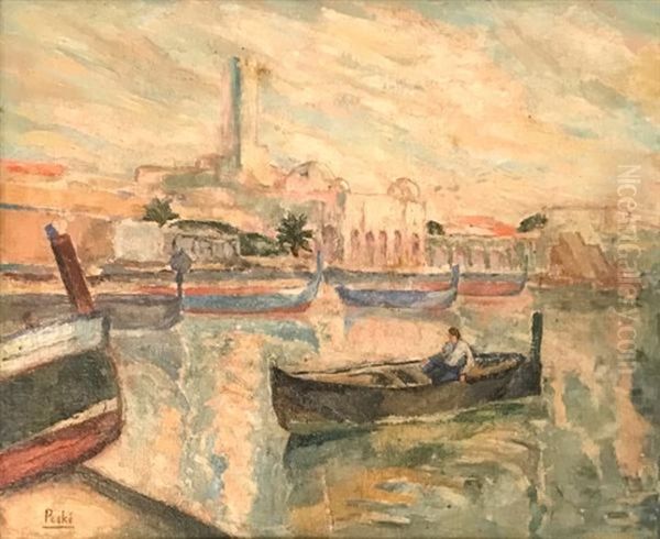 Port De Mediterannee Oil Painting by Jean Misceslas Peske